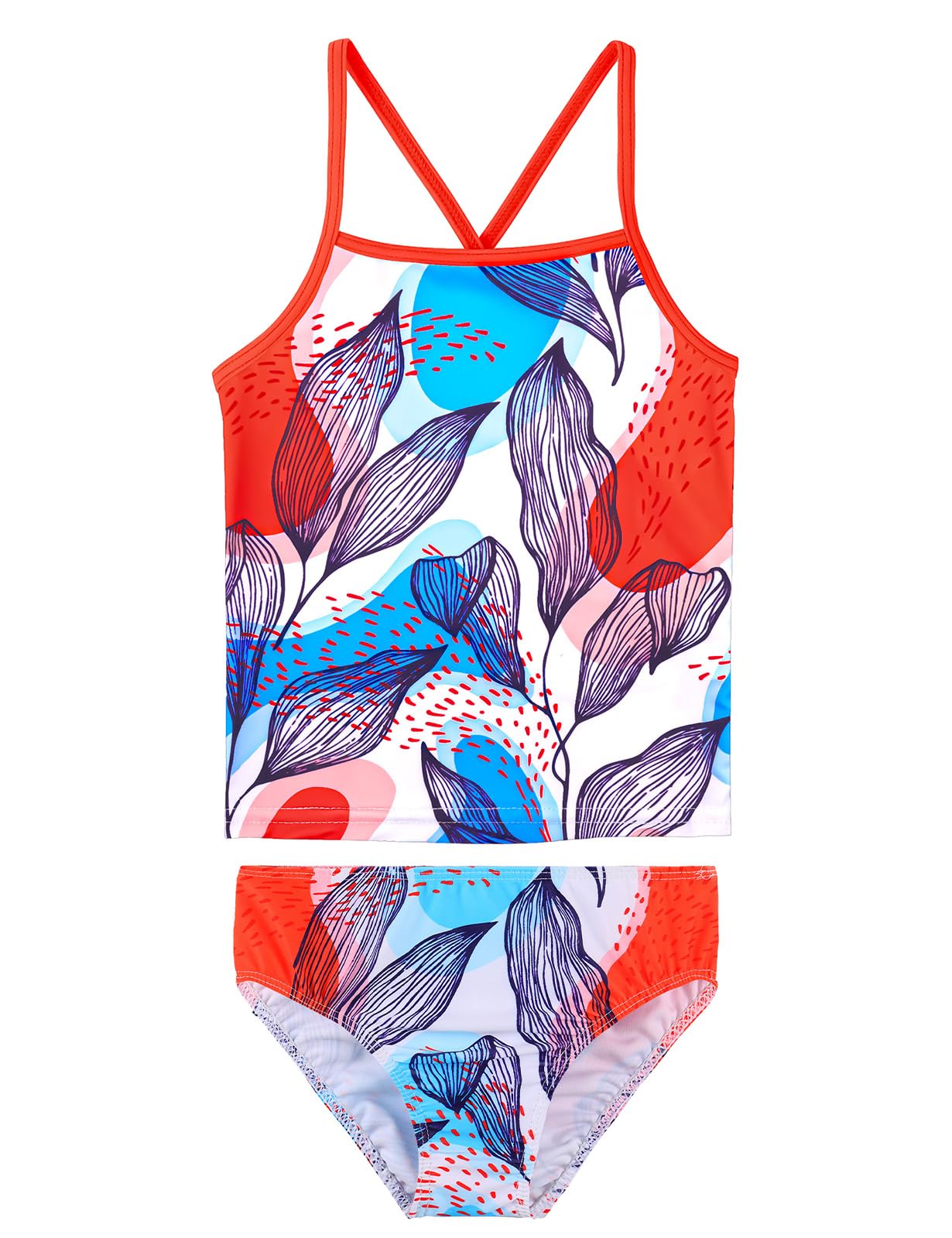 TFJH E Girls Bikini Swimsuits 2-Pieces Tankini Bathing Suits Rashguard Set 3-12Y