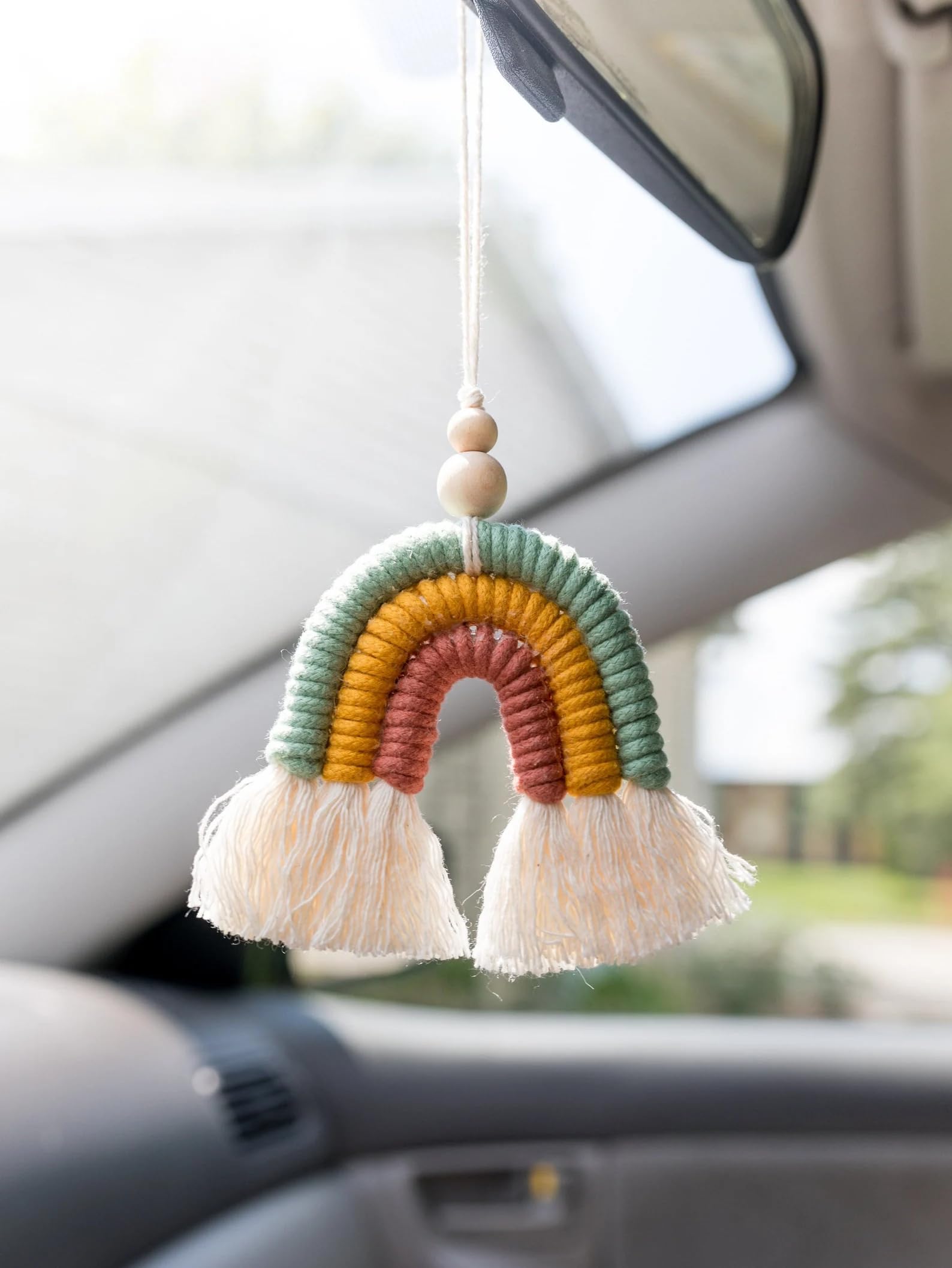 Macrame rainbow car charm/Boho rainbow/Car oil diffuser/Gift for baby/Gift for her/Rainbow accessories-image-48