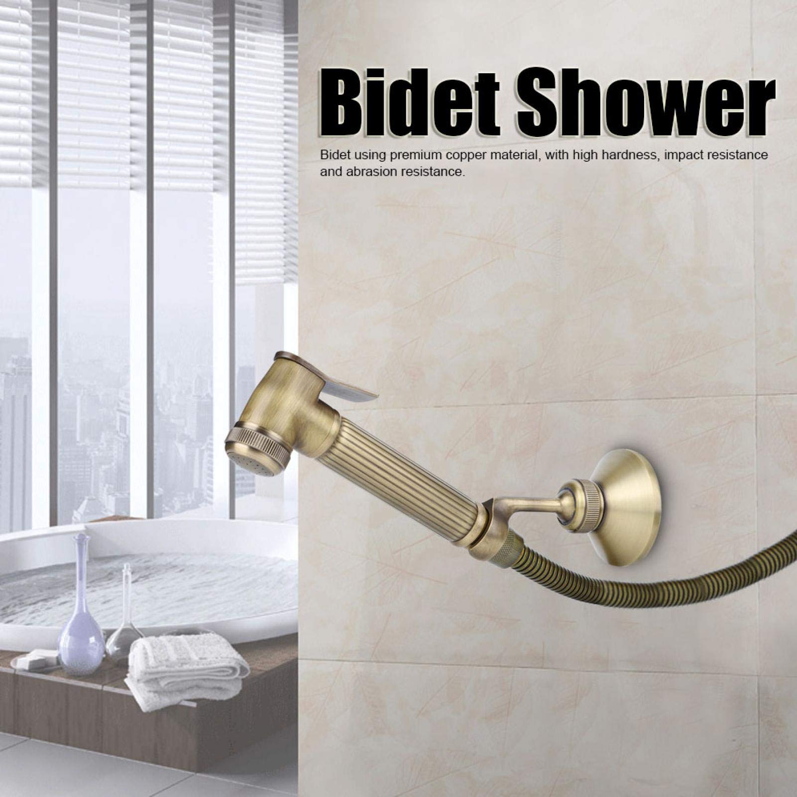 Łazienka bidet miedź, G1/2" vintage miedziane ręczne deski sedesowe bidet opryskiwacz z wężem stała podstawa wyposażenie łazienki