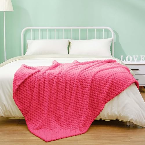 Miniatura 4 de Manta de franela de forro polar (50 x 70 pulgadas) hexagonal jacquard manta decorativa mullida para el hogar, campamento y viajes, súper suave y