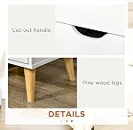 HOMCOM Table de Nuit Moderne, Table de Chevet avec 2 Tiroirs, Table d'Appoint avec Pieds en Bois de Pin pour Chambre, Blanc