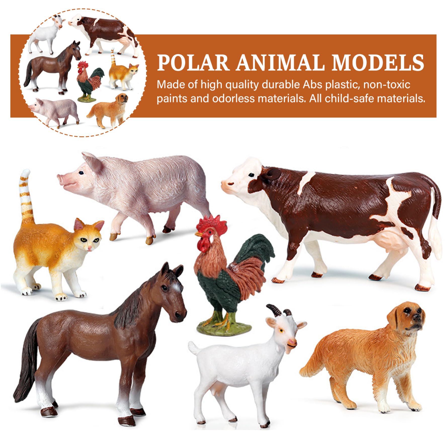 7 pezzi/set figurine di animali da fattoria, giocattoli realistici di animali da fattoria includono mucca, gatto, maiale e altro, in plastica inodore, figurine decorative educative per la cas