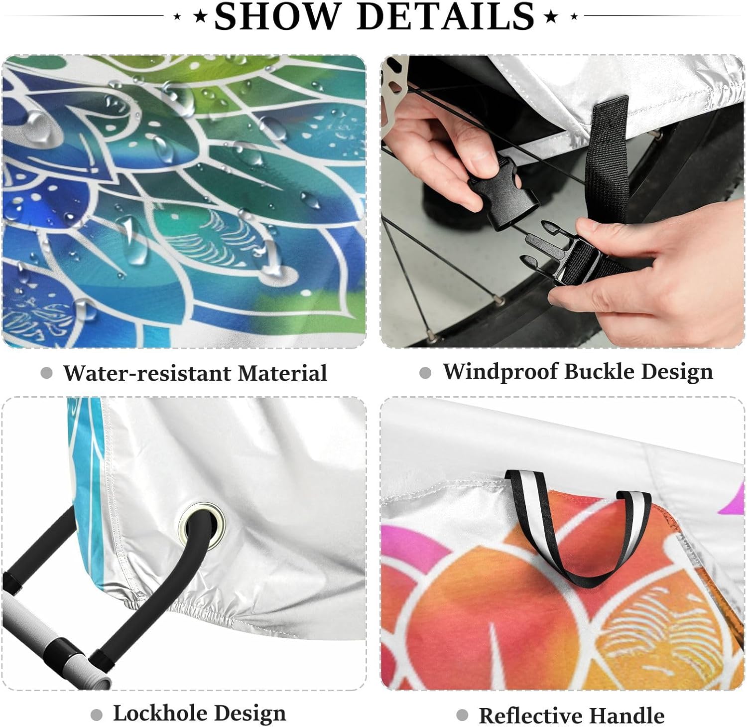 ALAZA Gradient Mandala Rainbow Bike Cover Waterproof Outdoor Ebike Bicycle Covers Tarp Protection for 1/2 Bikes, Sun UV Dust Wind Proof