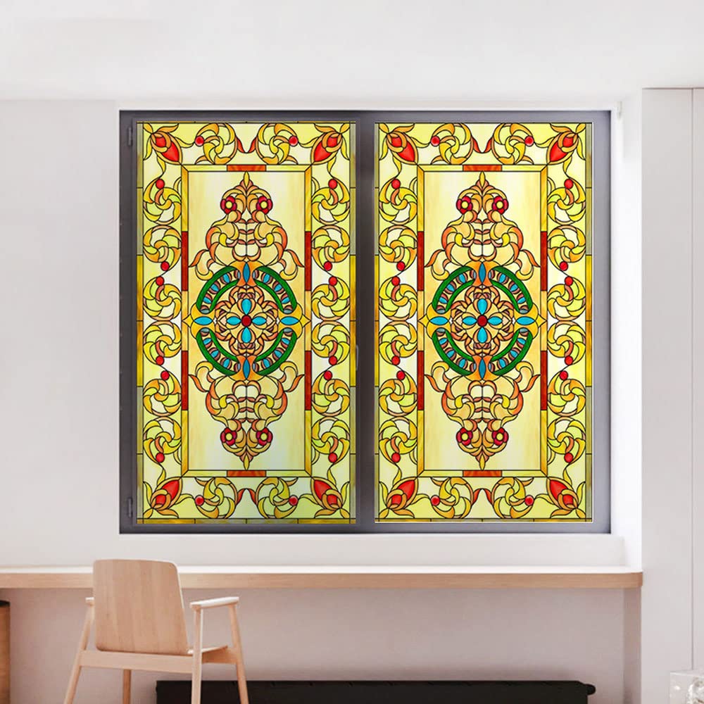 Pellicola Decorativa Per Finestre Stile Vetrata Chiesa - Adesivo Statico Rimosso 40x60 Cm, Motivo 2