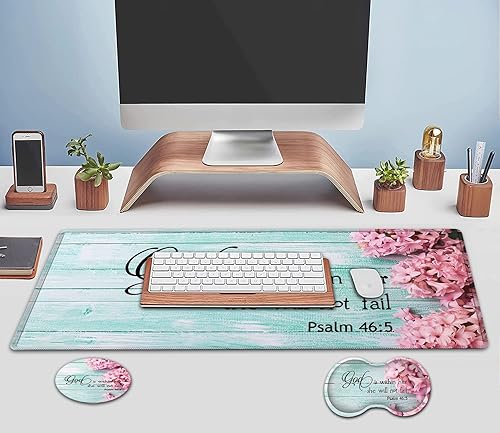 Miniatura 7 de Alfombrilla grande para mouse, alfombrilla de escritorio de oficina extendida, 31.5 x 11.8 pulgadas, soporte ergonómico de espuma viscoelástica para