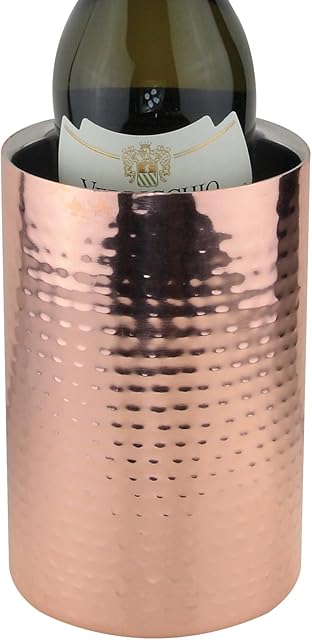 apollo THE HOUSEWARES BRAND - Double Walled Wine Champagne Prosecco Beer Spirits Bottle Cooler - Stainless Steel Inner - Size 18.5x12cm - Polished Copper Outer