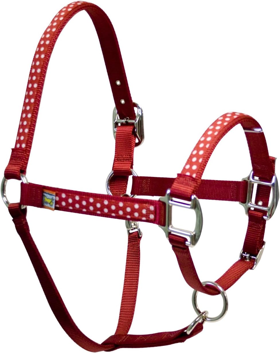 Red Haute Horse NRP1400 F Equine Elite Horse Halter, Red Polka