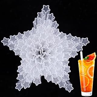 Potchen 100 Pcs Star Shaped Plastic Straws Disposable Drinking Straw Bulk for Birthday Cocktail Spring Party Daily Party Supplies (Clear)