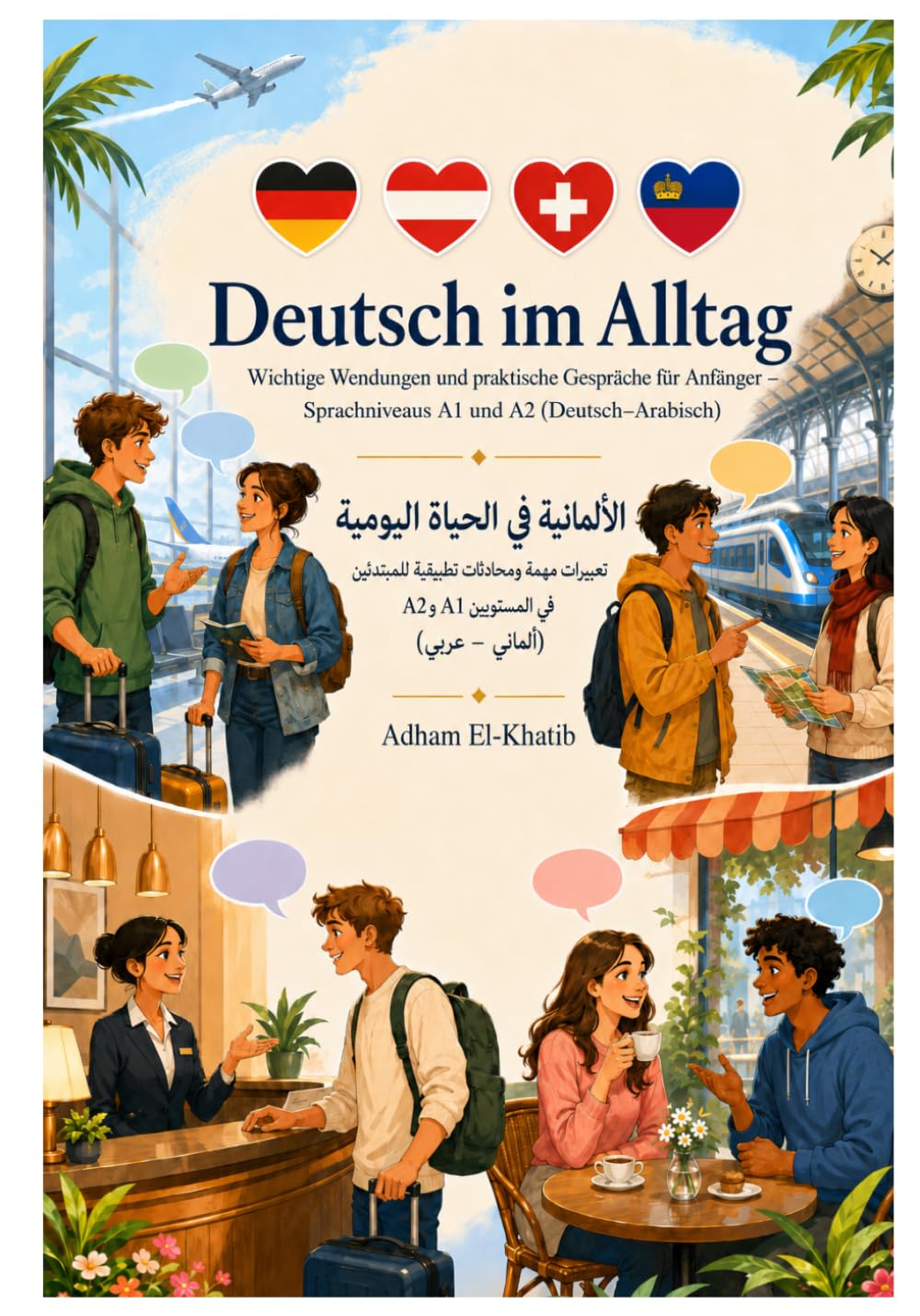 Deutsch im Alltag: Wichtige Wendungen und praktische Gespräche für Anfänger auf den Sprachniveaus A1 und A2 (Deutsch–Arabisch): الألمانية في الحياة ... für Anfänger, mit Erkärung auf Arabisch)