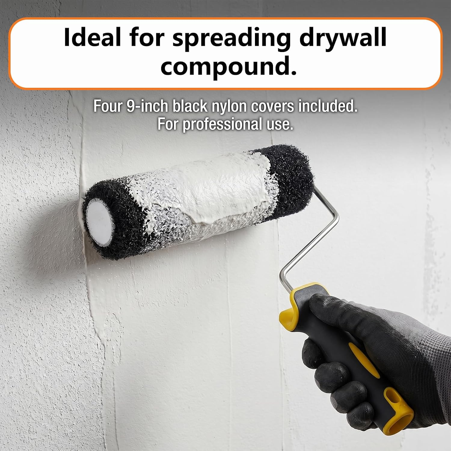 4 Pcs 9" Drywall Texture Roller Covers for Compound, Drywall Mud Roller Putty Brush for Paint Ceiling Wall, Not Include Roller Frame