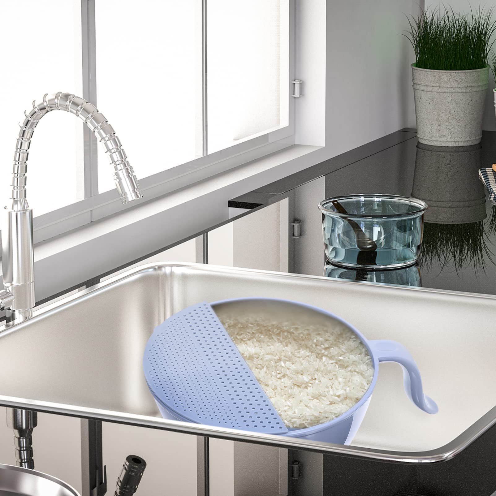 Passoire Acier Inoxydable 19.5cm - Mini-trous - Pour Riz, Pâtes, Légures - Fenteer