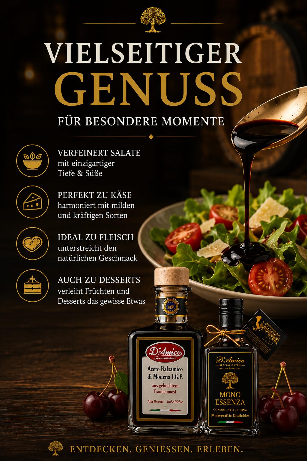 D’Amico Geschenkset – Aceto I.G.P. & Mono Essenza – 250 ml + 100 ml | Zwei italienische Premium-Spezialitäten in einem exklusiven Geschenkset