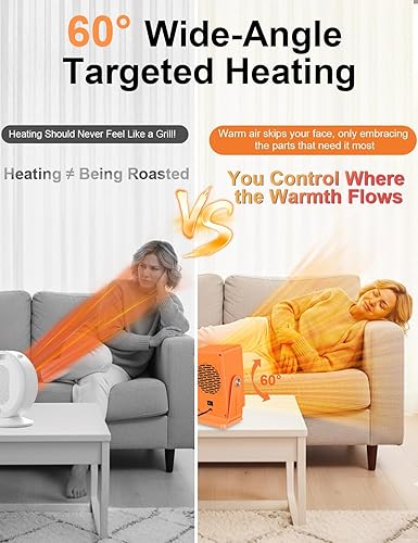 Miniatura 5 de Calentadores de espacio portátiles para uso en interiores, calentador de escritorio con calentamiento rápido PTC 2s de 900 W, diseño de ángulo