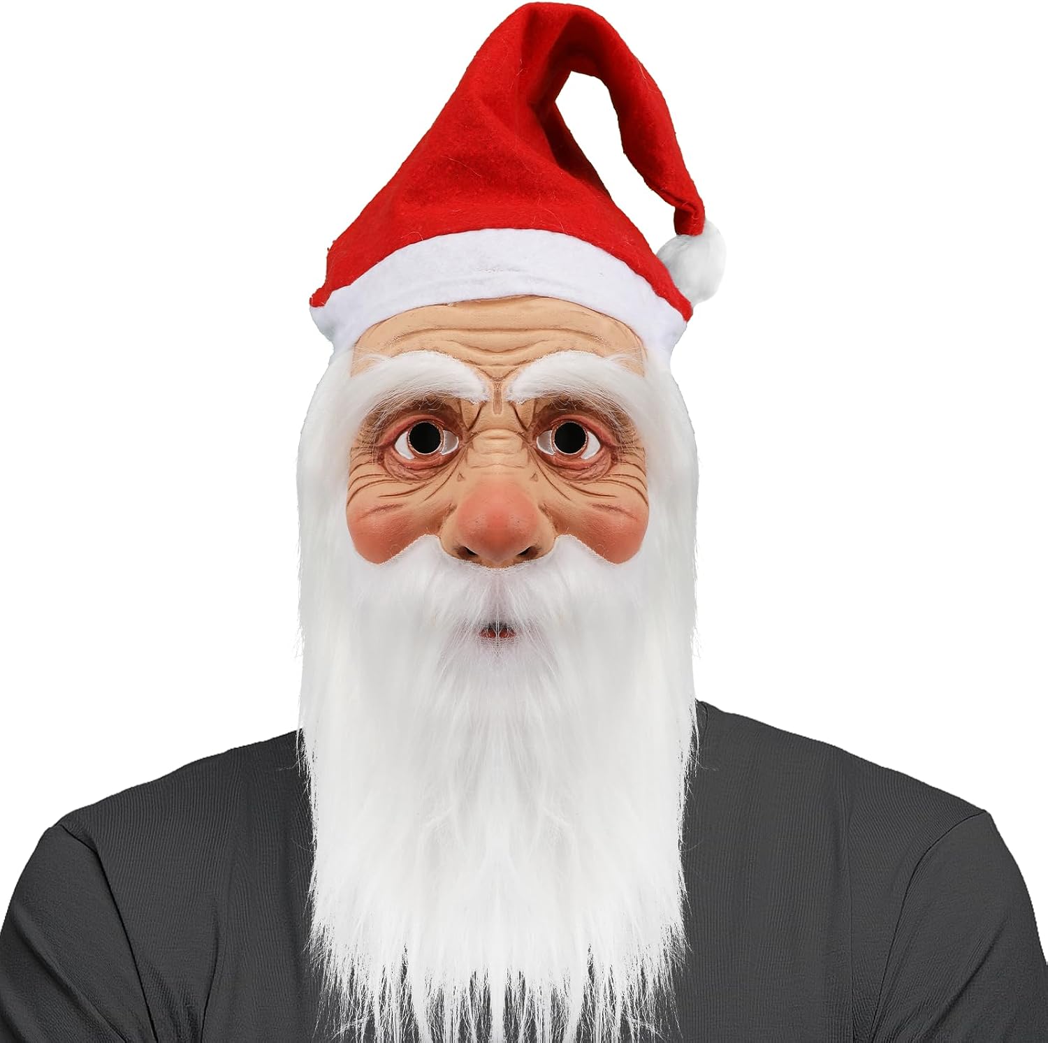KYEQATY Weihnachtsmann Maske Aus Latex – Mit Bart, Full Face Für Cosplay & Karneval