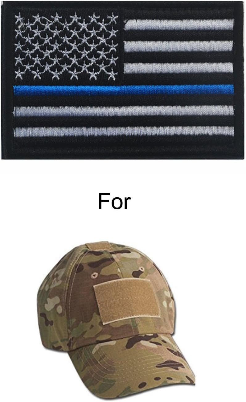 Tactical USA Flag Patch Law Enforcement 2 Pieces Thin Blue Line American Flag US United States of America Military Morale Patches