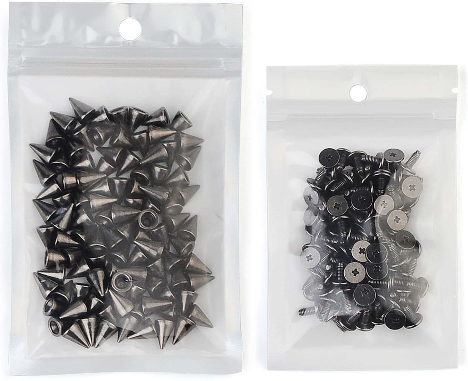 100 Sets 9.5MM Gun Metal Spikes and Studs Metal Bullet Cone Spikes Screw Back Leather Craft Rapid Rivet Screws Punk Studs and Spikes for Clothing Shoes Leather Belts Bag Rivets 3/8 Inch