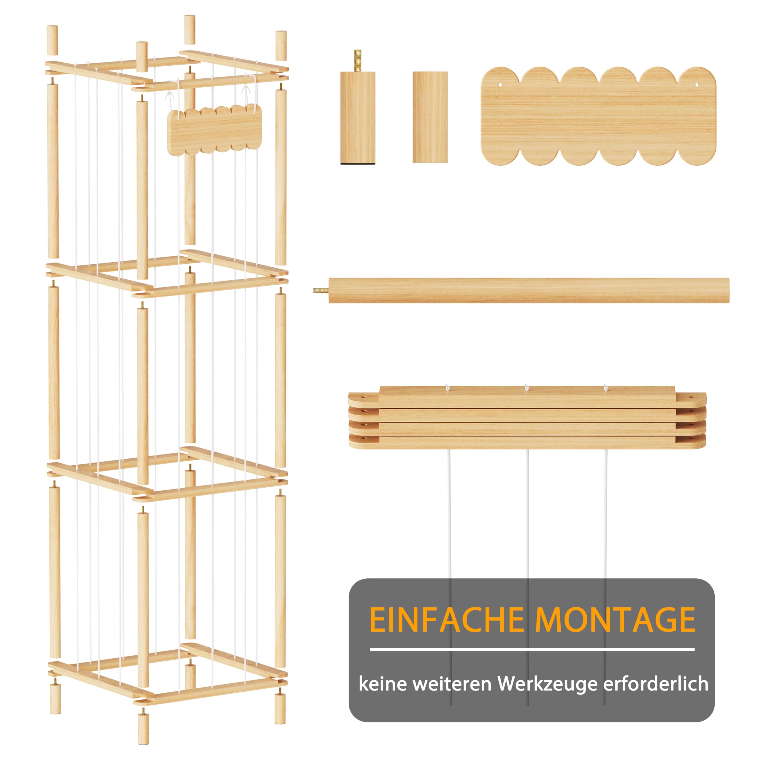 SpaceAid Stofftier Aufbewahrung Holz, Kuscheltier Zoo Organizer, Großer Plüschtier Aufbewahrung Käfig für Kinderzimmer, Spielzeug Aufbewahrungshalter, 40 cm Breit, Natur