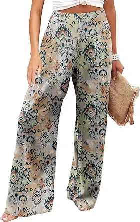 JZC Women's Palazzo Lounge Pants Stretchy Wide Leg Casual Pants Comfy High Waist Flowy Pants S-3XL