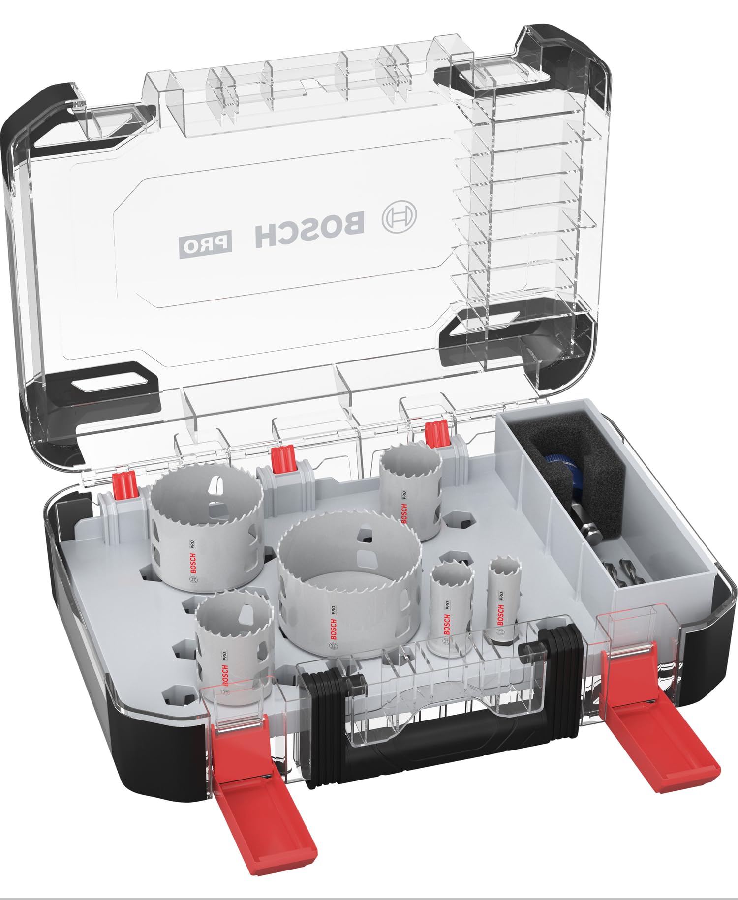 Bosch 9x PRO Multi Material Power Change Plus Hole Saw Set - Transparent Case (for Softwood, Drywall, Ø 19, 25, 38, 44, 68, 83 mm, Professional Accessory Rotary Drill/Drivers)