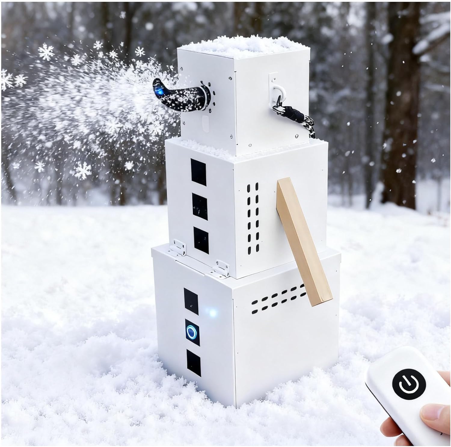 Snow Maker Machine, Golem Shaped Snow Machine for Indoor/Outdoor, 2-Speed Remote Control, 30mins Continuous Snowflake for Christmas/Party