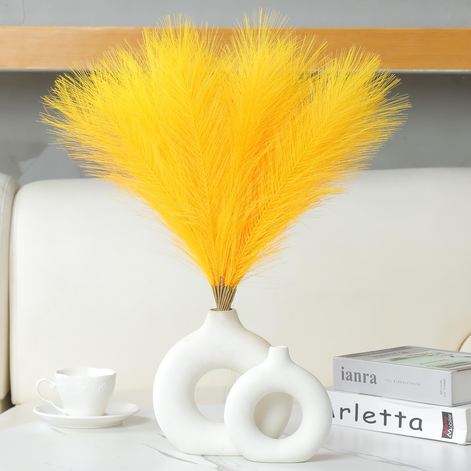 Herbe de la pampa artificielle pour décoration d'intérieur sans allergie lot de 30 tiges 45 cm