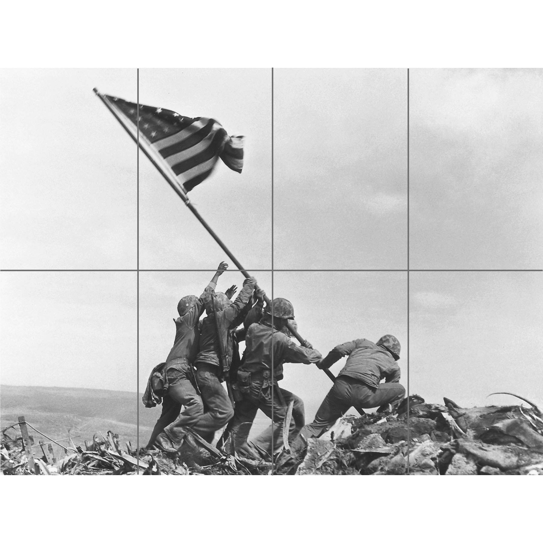 Artery8 Rosenthal Raising Flag Iwo Jima Iconic WWII Photo XL Giant Panel Poster (8 Sections)
