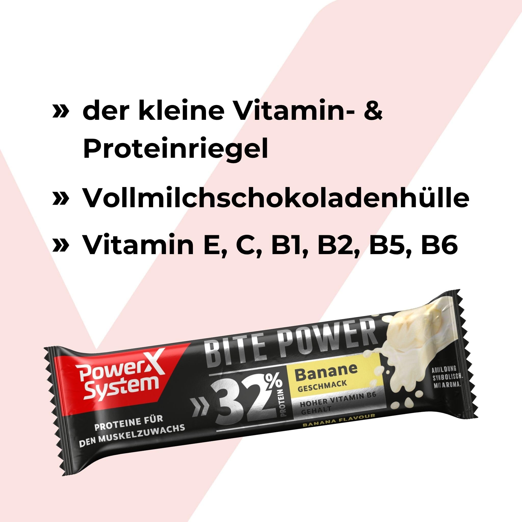Power System Bite Power Banane 32% Eiweiß, High Protein, Vitamin B6, 24x35g