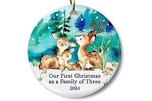 Our First Christmas As Family of Three Handcrafted Keepsake