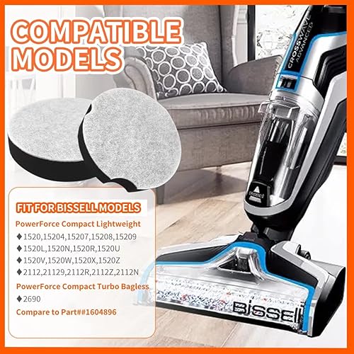 Miniatura 2 de Paquete de 5 filtros de repuesto compatibles con aspiradoras Bissell PowerForce Compact Lightweight Vertical Serie 1520 y Serie 2112, comparado con