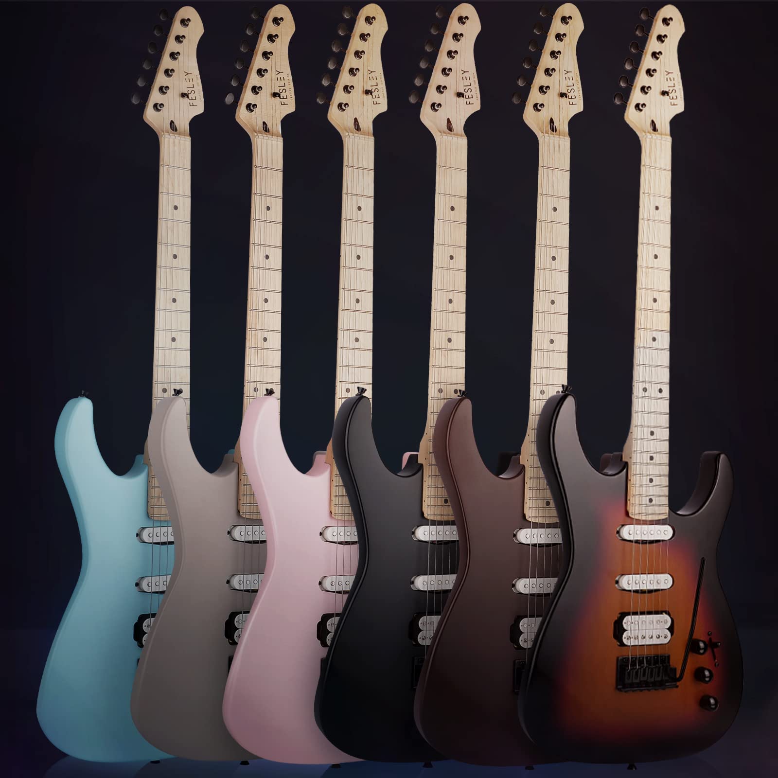 Fesley Electric Guitar, 39 inch Full Size Solid Body, 6 Strings, FST