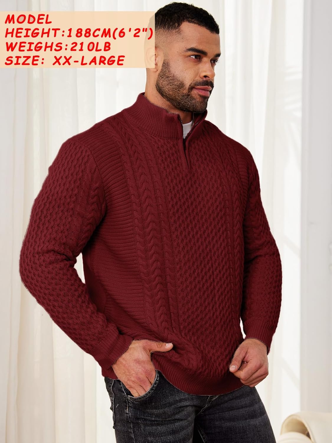 Men's Irish Fisherman Sweaters Cable Knit Half Zip Jacquard Pullover Sweater - Image 4