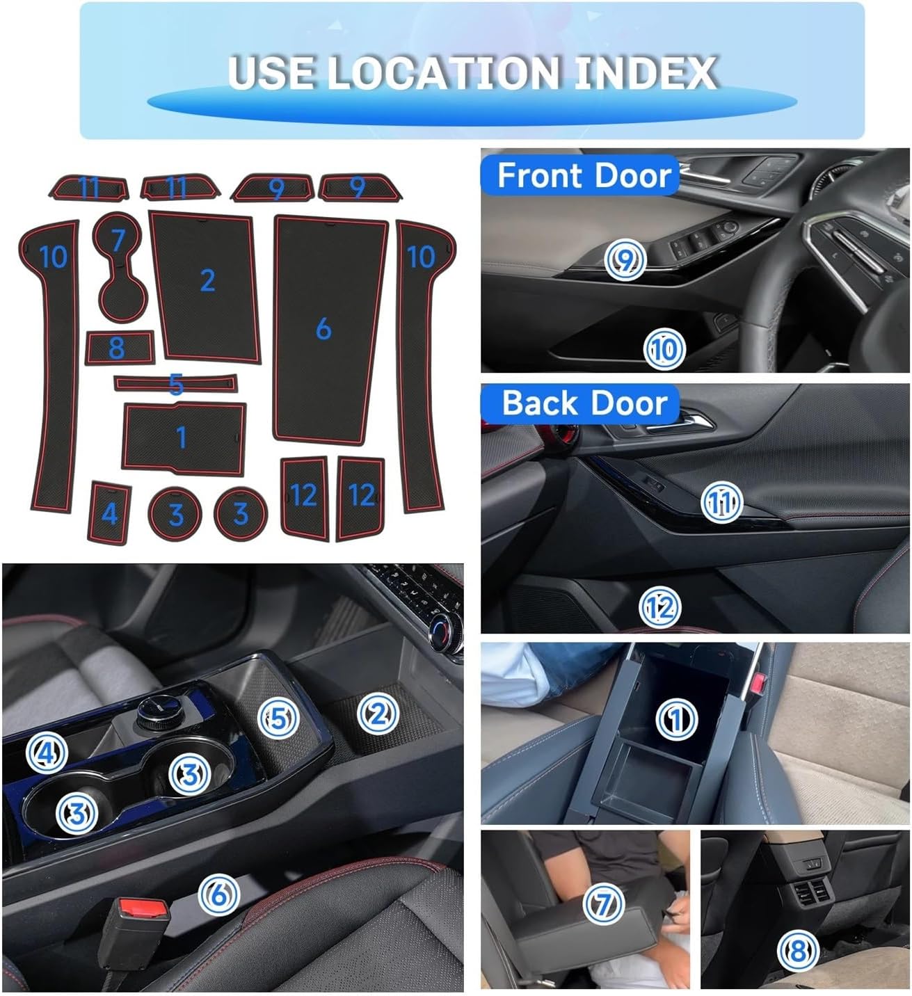 Compatible with Equinox 2025 Car Door Groove Mat Anti-Slip Slot Pad Auto Interior Equinox Accessories 2025(Black)