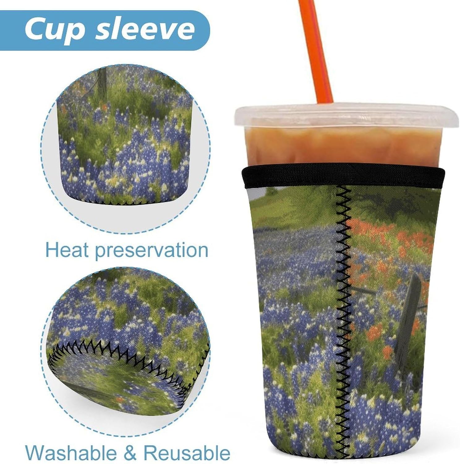 3 Pack Neoprene Cup Sleeves, Stretchy Reusable Drink Cup Cover Universal