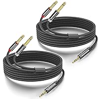 Vista 11 de Cable de audio mono TS de 0.138 in a doble 1/4 de 1/8 a 0.250 in, divisor en Y, compatible con iPhone, iPod, tarjeta de sonido de computadora