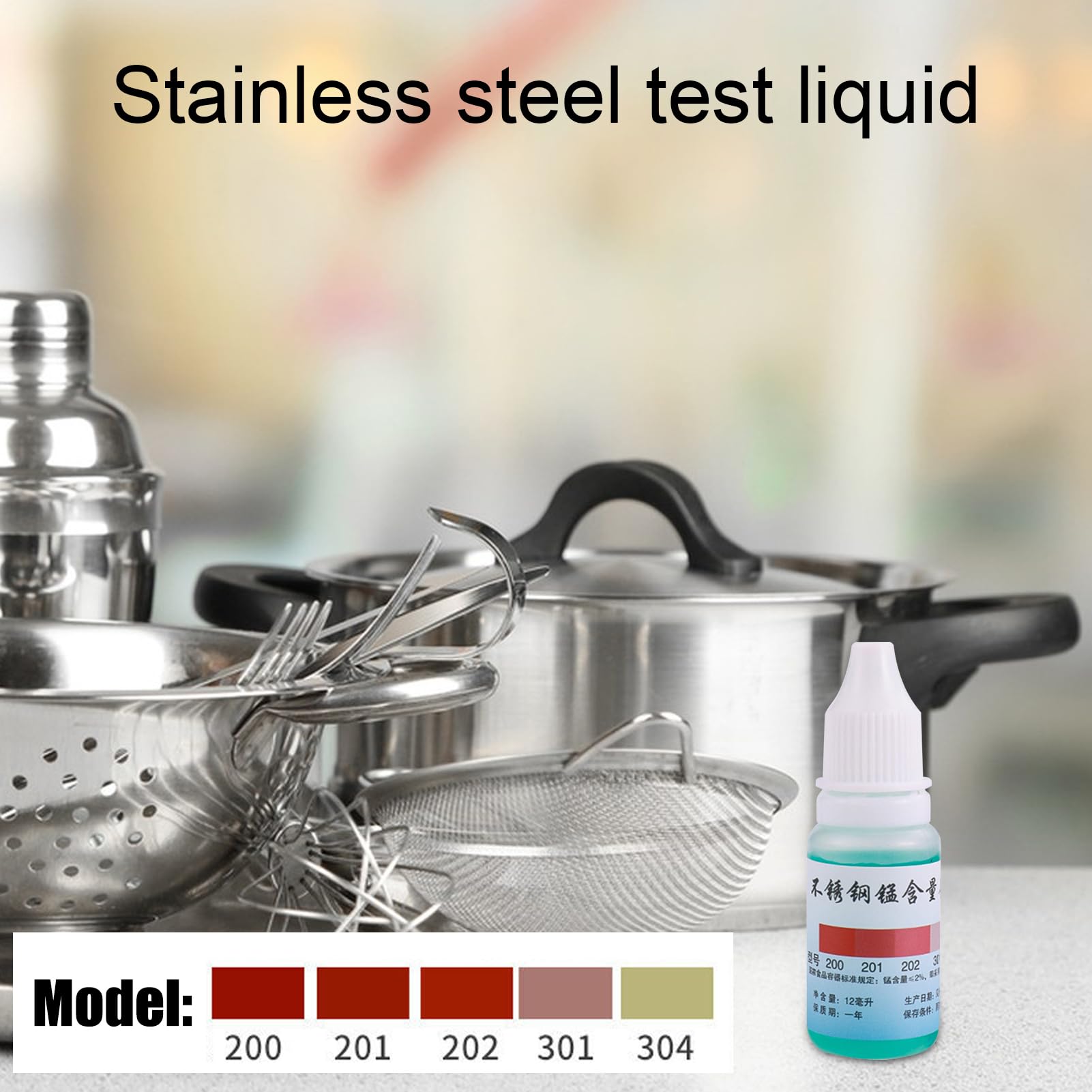 Edelstahl 304 Testflüssigkeit 12 Ml – Edelstahl Prüfflüssigkeit Zur Materialprüfung | Identifikation Von Edelstahlqualität Für Küchenutensilien, Sanitärartikel & Metallprodukte | Ca. 200 Tests