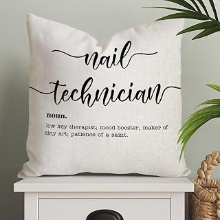 Nail Technician Definition Typography Throw Pillow Cover Nail Technician Definitions Cushion Cover Funny Nail Technician Custom Pillow Case Rustic Pillowcase for Living Room Sofa Bed 18x18in