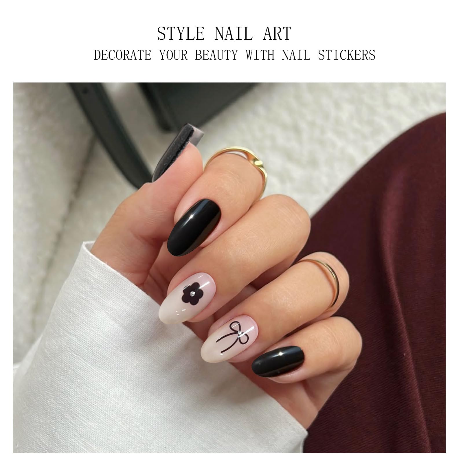 JMEOWIO UV Gel Nagelaufkleber – French Tip Mit Herz, 20 Stück Set