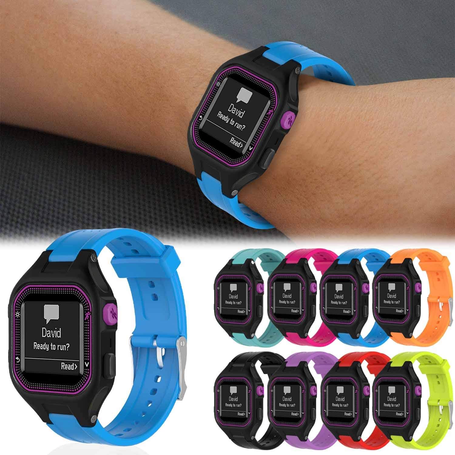 Bands Compatible with Garmin Forerunner 25, Soft Silicone Replacement Watch Band Strap for Garmin Forerunner 25 GPS Running Watch