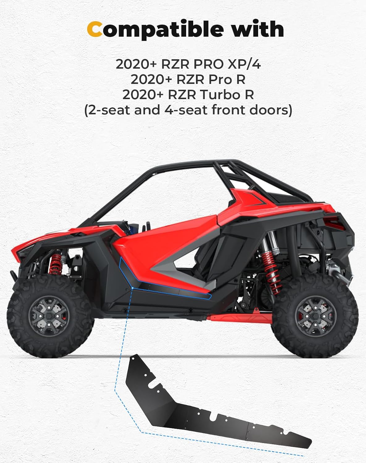 KEMIMOTO PRO XP Lower Door Valance Panels Insert Kit Lower Doors Fenders Compatible with 2020-2024 Polaris PRO XP / 2022 RZR PRO R/2022-2023 RZR Turbo R