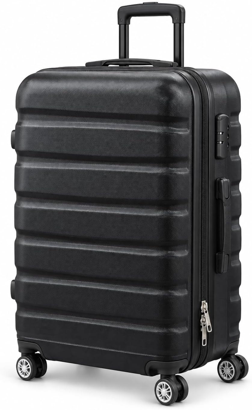 Mala de Viagem 24" 25x58 cm Grande para Despacho até 23kg, Rígida e Espaçosa, Rodas Duplas 360° Removíveis, Cadeado com Senha, Preta Mala de Viagem 24" 25x58 cm Grande para Despacho até 23kg, Rígida e Espaçosa, Rodas Duplas 360° Removíveis, Cadeado com Senha, Preta