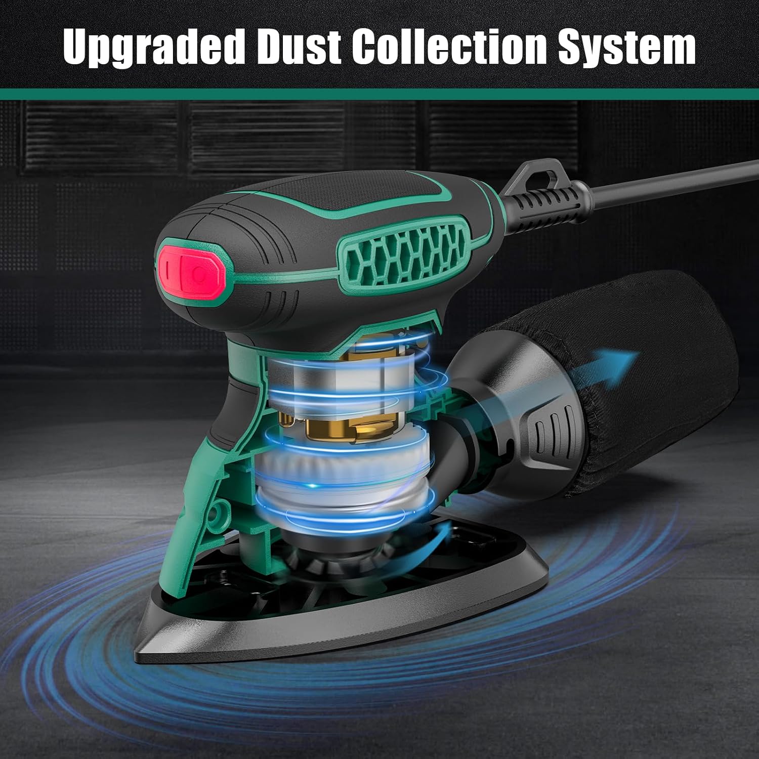 Diagram showing the upgraded dust collection system of the sander