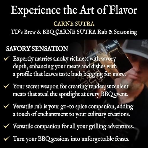 Miniatura 3 de TD's Brew & BBQ CARNE SUTRA Rub & Seasoning - BBQ Rub - Condimento para bistec - Frotar ahumado - Frotar multiusos - Merinada vegetariana -