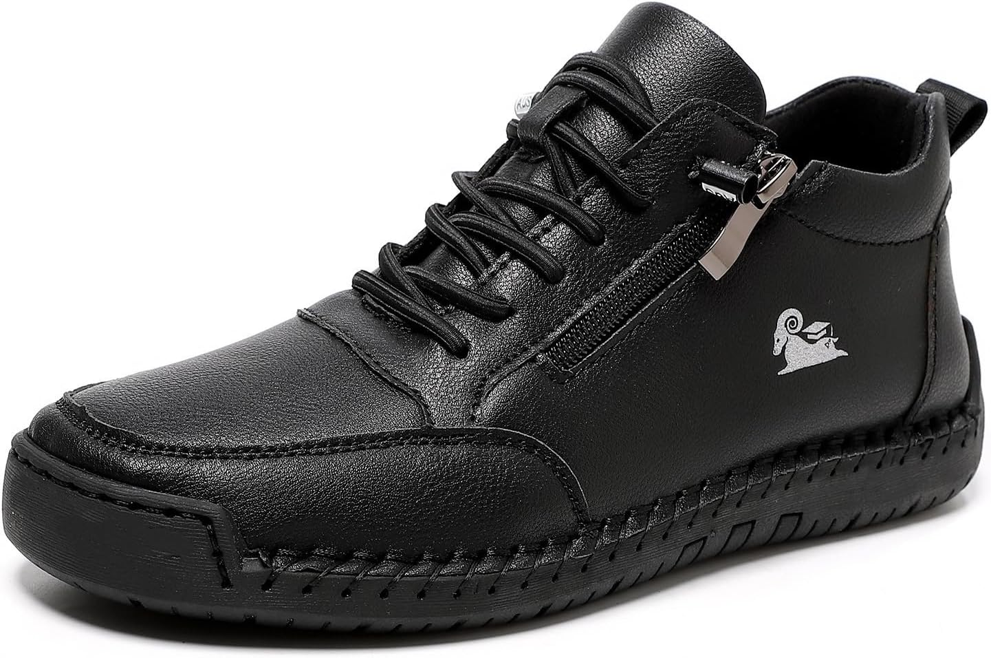 Orthopädische Lederstiefel Hineinschlüpfen for Herren, Loafer Hineinschlüpfen mit seitlichem Reißverschluss, handgefertigte Fahrschuhe Frauen Reisen und Outdoor