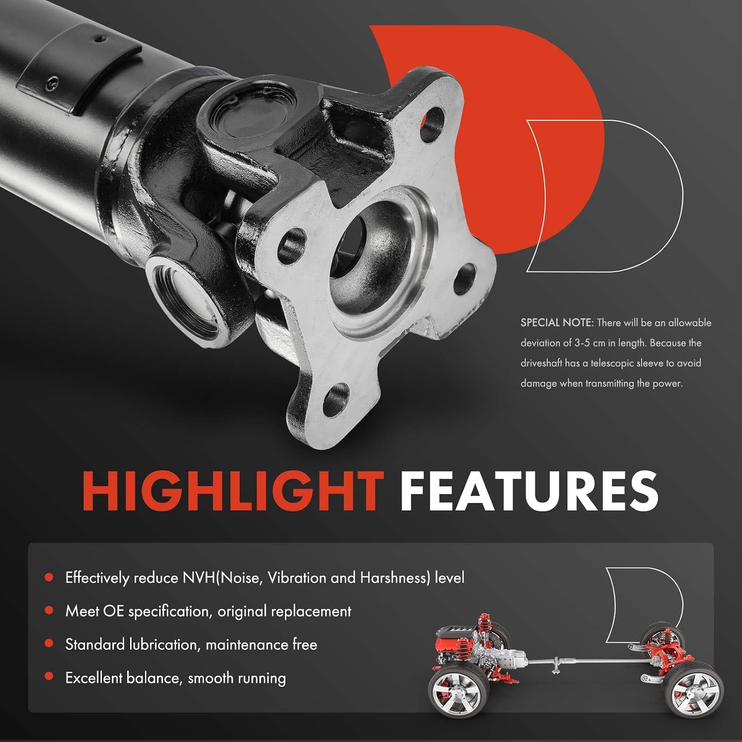 A-Premium 54.06" Rear Drive Shaft Driveshaft Assembly Compatible with Dodge Durango 2000-2001 4WD, Durango 2002-2003 4WD AWD, V8 4.7L, Complete Prop Shaft
