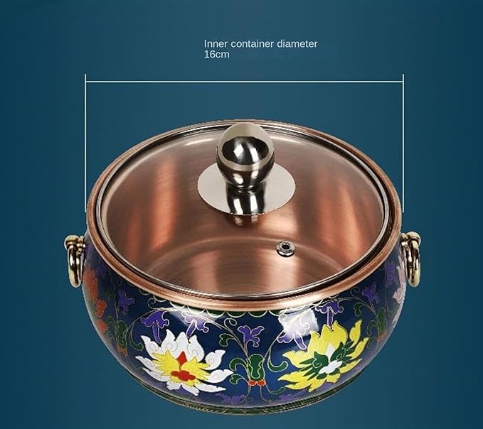 Olla de cobre para hot pot QUQUQ 16cm, color rojo miniatura 2