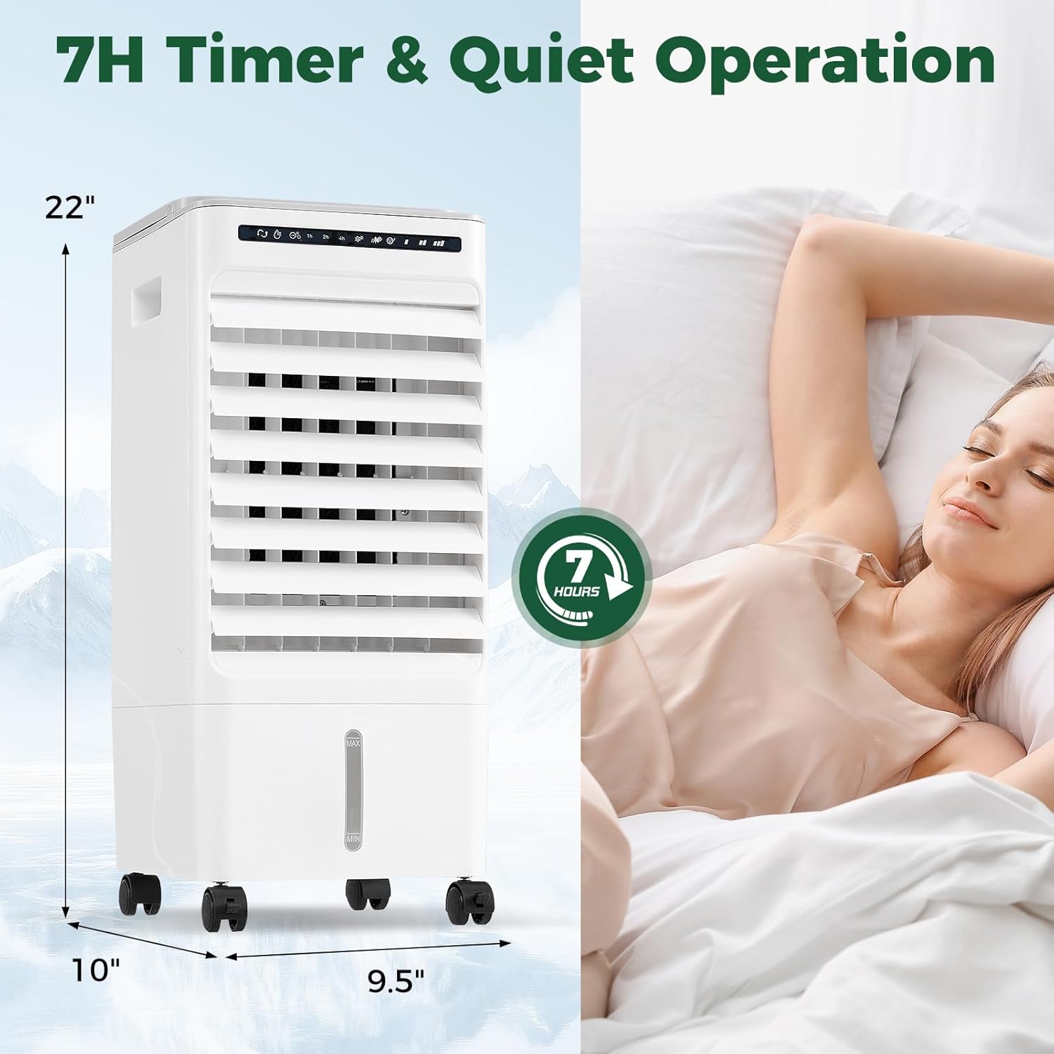COSTWAY Evaporative Air Cooler, Include Remote Control, 4 Ice Packs, Bladeless Fan with 3 Modes, 3 Speeds, 7H Timer, 6L Water Tank, Portable Swamp Cooler for Bedroom, Indoor Use, White