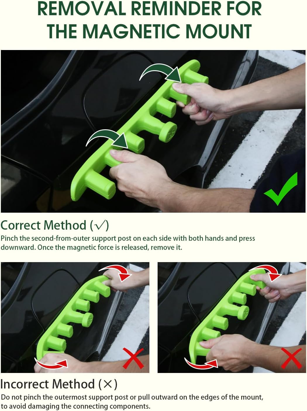 Magnetic Ski Holder for Side of Car – Rig Strips Magnetic Snowboard Mount – Prevent Ski and Snowboard from Tipping Over – Protects Vehicle from Scratches - Snowboard Accessories (Green)