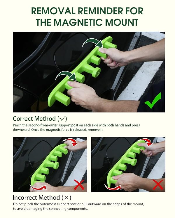 Magnetic Ski Holder for Side of Car – Rig Strips Magnetic Snowboard Mount – Prevent Ski and Snowboard from Tipping Over – Protects Vehicle from Scratches - Snowboard Accessories (Green) by JISHAHS - Image 4
