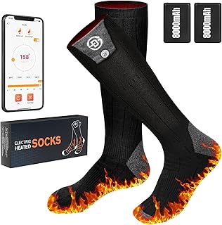 Heated Socks for Men Women, 8000mAh Rechargeable Battery Electric Heating Socks with APP Control Washable Winter Warm Socks for Foot Warmer Outdoor Fishing Hunting Ski Cycling Hiking Camping