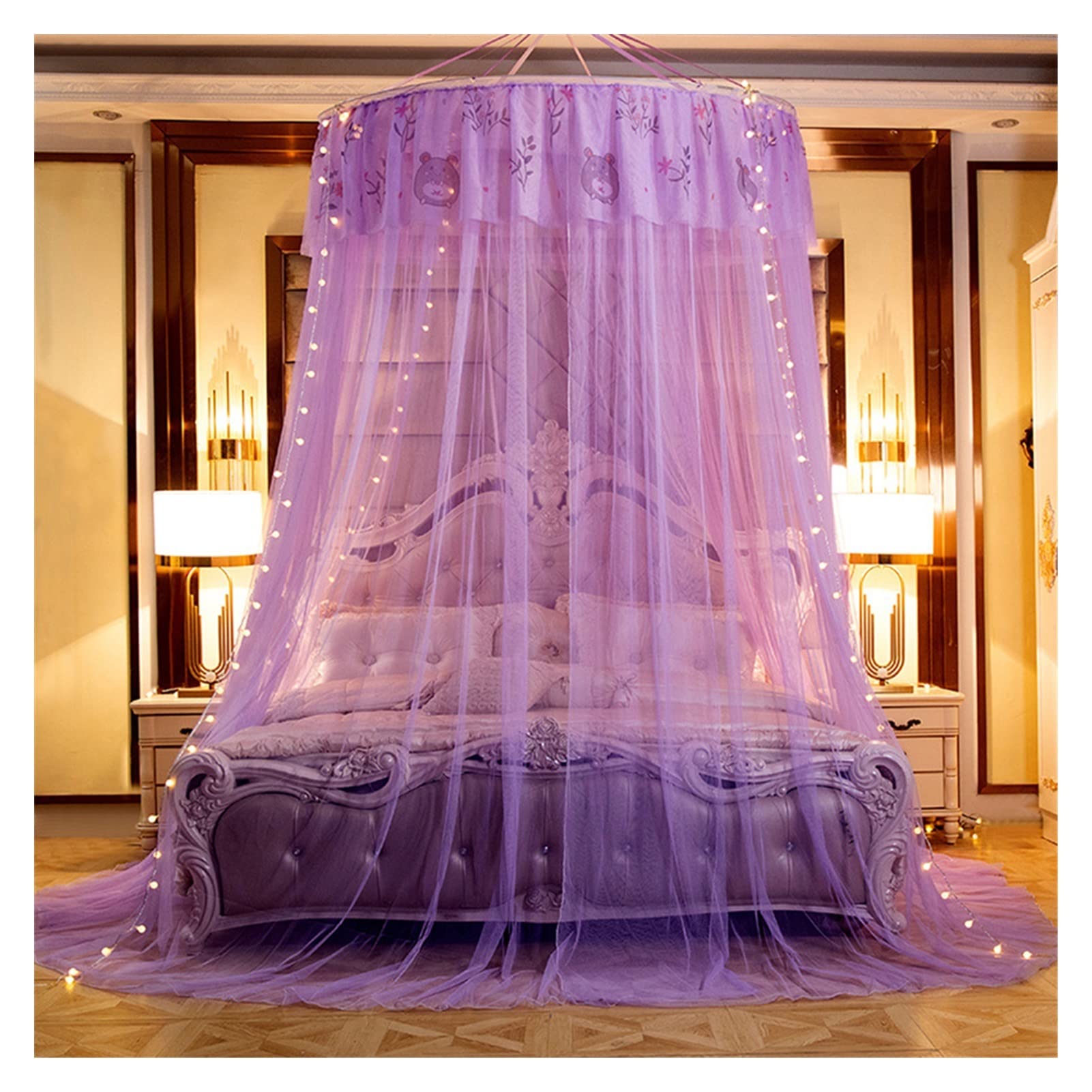 Moustiquaire de lit fille violette ultra protectrice pour toutes tailles de matelas